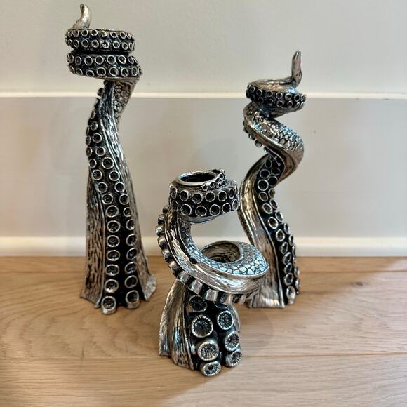 Grandin Road Octopus Candlesticks Set of 3 Home Unique Decor - Picture 2 of 8